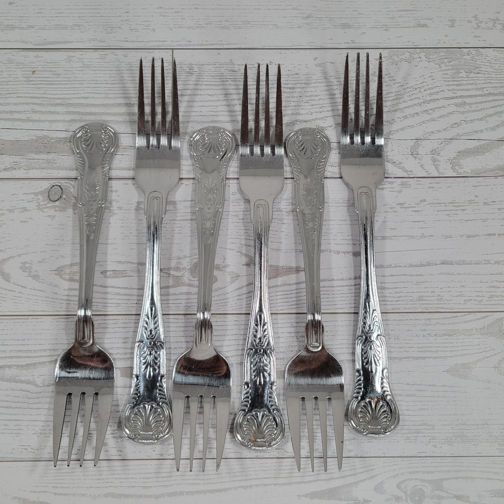 Reed & Barton Select Kings Silverware Forks 3 Salad 3 Dinner Stainless Steel